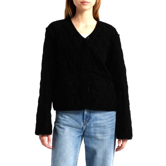 Rails Kiko Black Quilted Velvet Jacket Size M - Picture 1 of 13